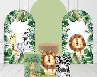 Arch Backdrop Covers,Jungle Safari Animals Birthday Party Pedestal Fabric Cover Festa Parties Baby Shower Banquets Decorations