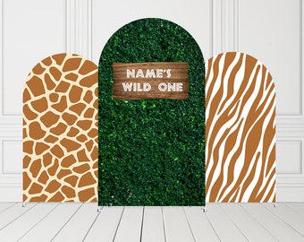 Arch Backdrop Covers for Jungle Safari Animals Giraffe Birthday Party Arch Stretchy Fabric Cover Baby Shower Wild ONE Parties Decorations