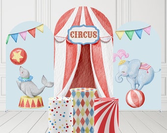Chiara Arch Backdrop Cover Kids Circus Birthday Party Pedestal Cylinder Pillar Cover Baby Shower Carnival Parties Tablecloth Decoration Prop