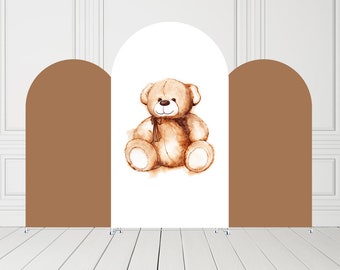 Arch Backdrop Covers for Bear Birthday Party Double-sided Arch Photography Fabric Cover Bearly Wait Baby Shower Festa Parties Decorations