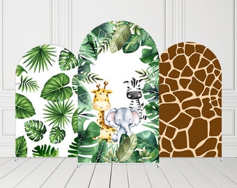 Arch Backdrop Covers for Jungle Safari Animals Giraffe Birthday Party Arch Stretchy Fabric Cover Baby Shower Wild ONE Parties Decorations