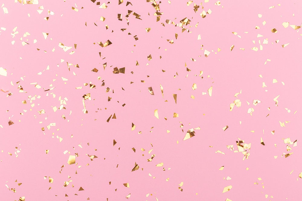Photography backdrop gold pink sprinkle flowers photo Etsy