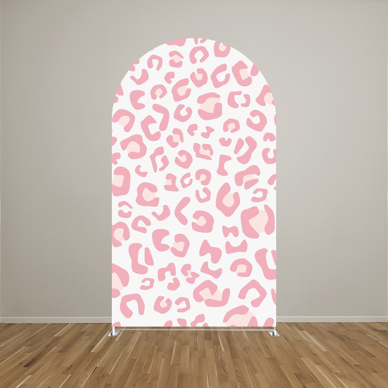 Arch Backdrop Covers for Jungle Wild ONE Birthday Party Pedestal Cylinder Pillars Cover Kids Baby Shower Safari Parties Tablecloth Decors Arch-leopard2126