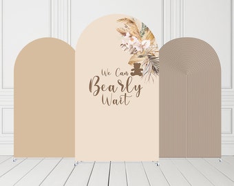 Arch Backdrop Covers for Bear Birthday Party Double-sided Arch Photography Fabric Cover Bearly Wait Baby Shower Festa Parties Decorations