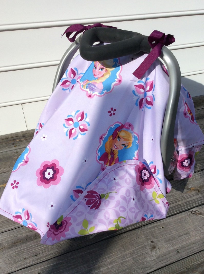 Frozen Elsa and Anna Purple double sided car seat canopy Etsy