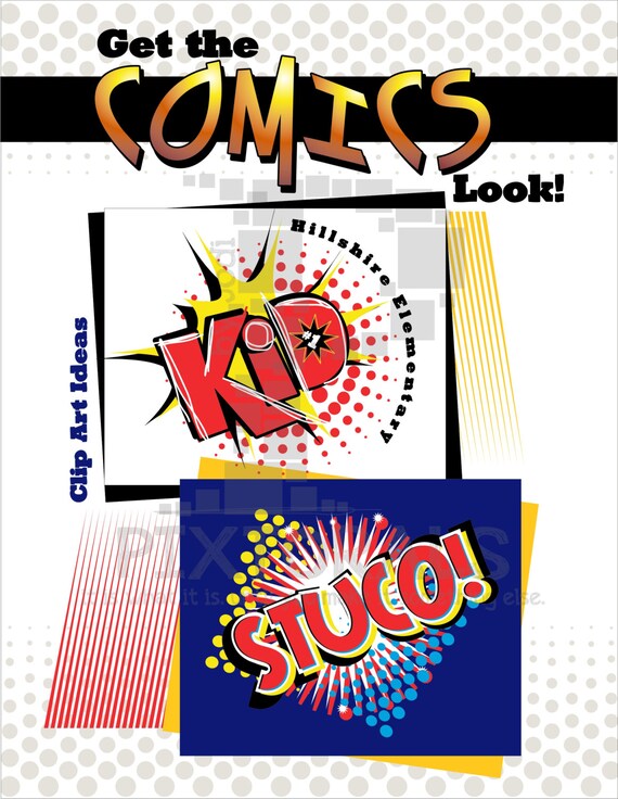 Comic Clip Art Gradients Bursts And Dots For School Wow Etsy