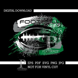 Voetbalontwerp Kelly groen, geborsteld, digitale download, vector, eps, pdf, svg, jpg, png, zeefdruk, dtf, T-shirtontwerp, grunge