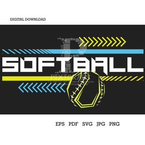 Softball Design, Digital Download, eps, svg, pdf, jpg and png, Softball Tee Design, Softball logo, Softball Clip Art, Softball Vector Art