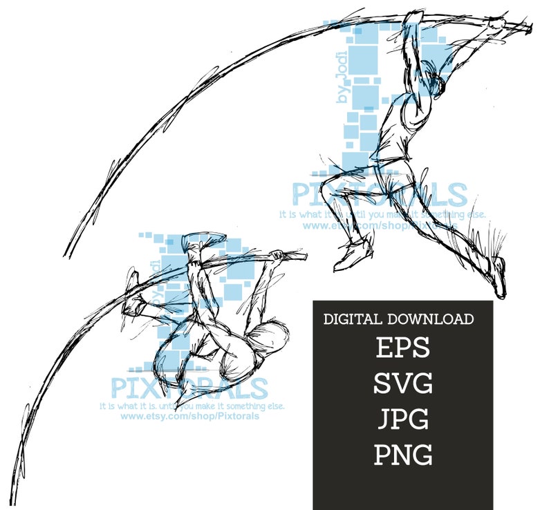 Pole Vault Clipart Sketchy EPS file SVG jpeg and png Pole ...