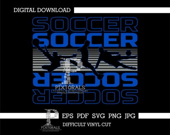 Soccer Digital Download, eps, svg, dxf, pdf, png, jpg, Clip Art, Soccer Clipart, Tee design, screen printing, dtf