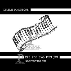 Boceto de teclas de piano, vector de boceto de piano, imágenes prediseñadas de piano, imágenes prediseñadas de música, eps, pdf, svg, png, gráficos de teclas de piano, logotipo de teclas de piano, diseño de piano
