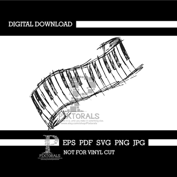 Piano Keys sketch, digital download, vector, clipart, eps, pdf, svg, jpg, png, sublimation, screen printing