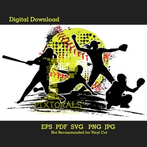 Projekt Softball Players, Softball clipart, softball vector, pobieranie cyfrowe, eps, pdf, svg, jpg, png, projekt koszulki softball, logo softball