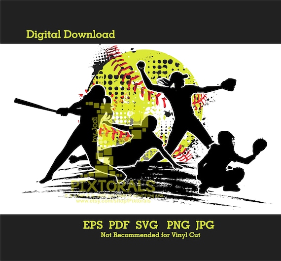 Softball Players Vector Digital Download Eps Pdf (Download Now) 