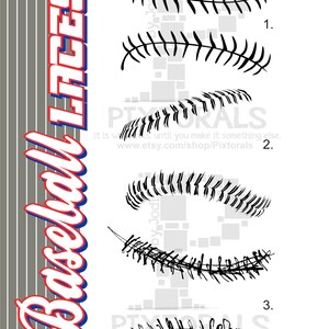 Baseball laces set, Digital Download, Baseball Clipart, baseball vector, eps, pdf, svg, jpg, png, Baseball logos, baseball sketch laces image 2