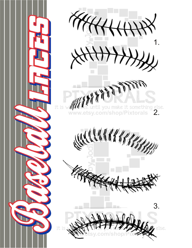 3 sets of Baseball / Softball Laces PNG Transparent backgrounds , EPS file, Vector, JPEG, Baseball Clipart image 2