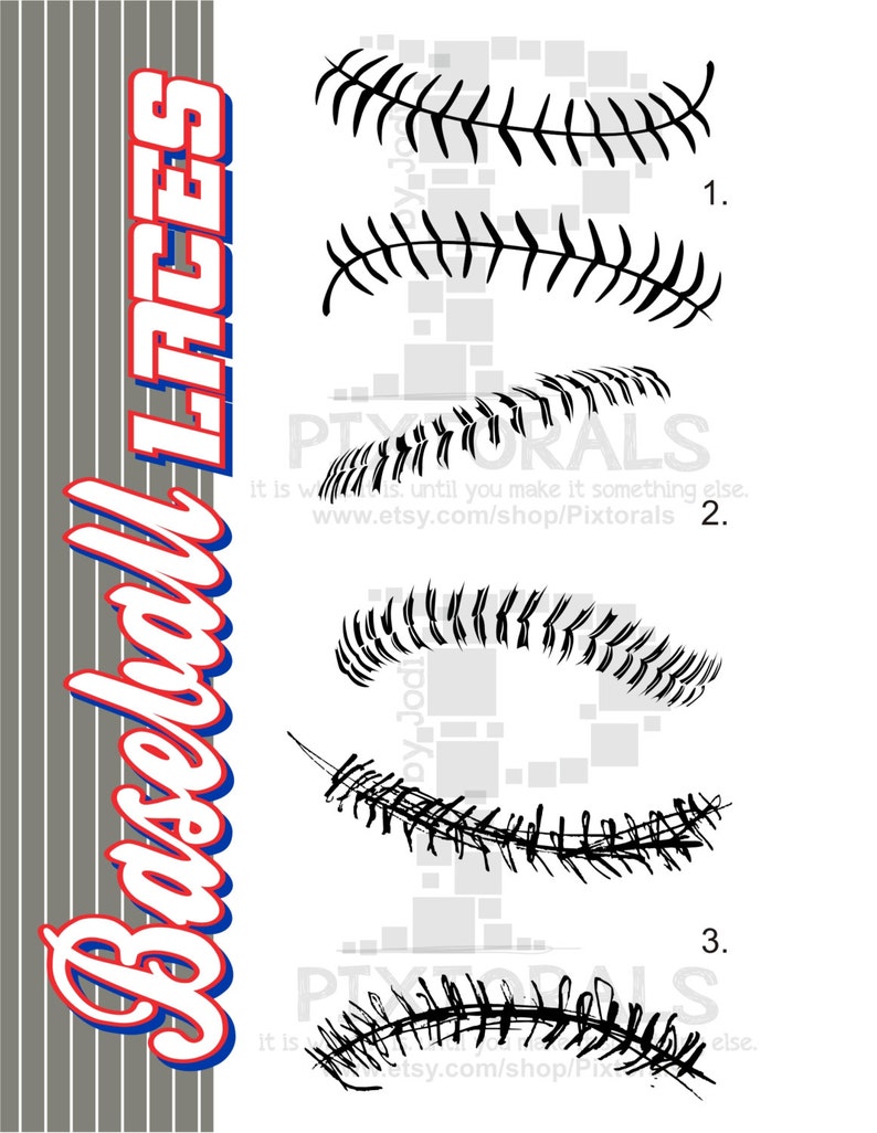 Baseball laces set, Digital Download, Baseball Clipart, baseball vector, eps, pdf, svg, jpg, png, Baseball logos, baseball sketch laces image 2