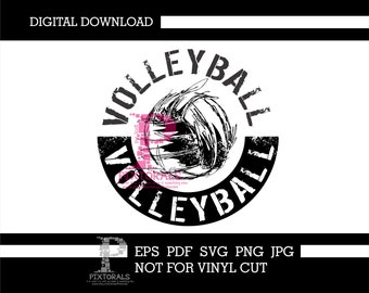 Volleyball, tee design, digital download, eps, pdf, svg, jpg, png, Clip art, vector, vintage, screen printing, sublimation, dtf