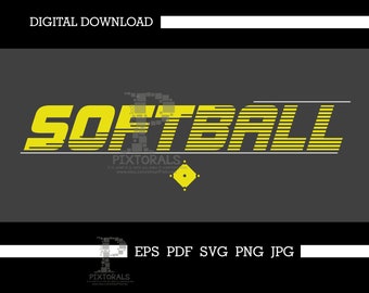 Softboll-t-shirtdesign, digital nedladdning, softbollvektor, softbollclipart, eps, pdf, svg, jpg, png, softbolllogotyp, softbollgrafik