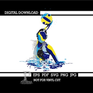 Giocatore di pallanuoto, donna, clip art, download digitale, eps, pdf, svg, jpg, png, sublimazione, serigrafia, dtf