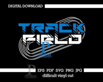 Track & Field techno Digital Download vector in blue, apparel printing and team uniforms
