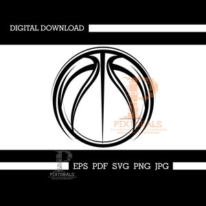 Basketball Clipart, digitaler Download, Basketball-Vektorgrafik, eps, pdf, svg, jpg, png, Basketball-Logo, Basketball-Design, Bball, saubere Kante