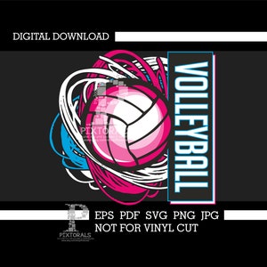 Volleyball logo, digital download, eps, pdf, svg, jpg, png, clip art, design, vector, screen printing, dtf