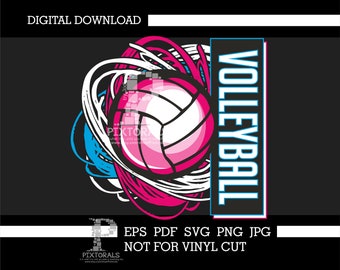 Volleyball logo, digital download, eps, pdf, svg, jpg, png, clip art, design, vector, screen printing, dtf