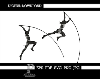 Pole Vault, Track & Field, digital download, eps, pdf, svg, jpg, png, silhouette, clip art, vector, screen printing, sublimation, vinyl