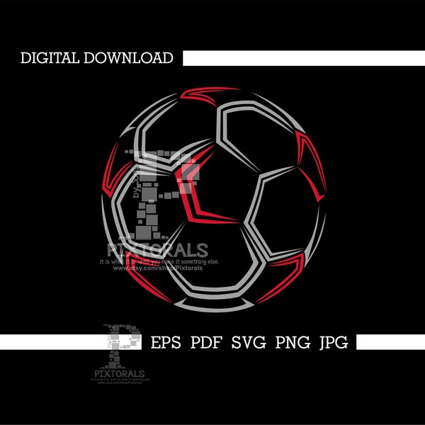 Bola de Futebol, Download Digital, EPS, PDF, SVG, jpg e png, Camiseta, Vetor de Futebol, Serigrafia