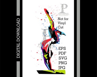 Gymnaste, poutre, coloré, eps, pdf et svg vecteur, jpeg, png, sérigraphie, sublimation, dtf