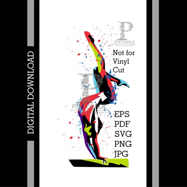 Gymnast, balance beam, colorful, eps, pdf and svg vector, jpeg, png, Screen Printing, sublimation, dtf