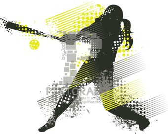 Softball Player Vector! Softball Player as PNG, JPG (high res) and EPS, Sports, Softball Clipart, Softball Graphics