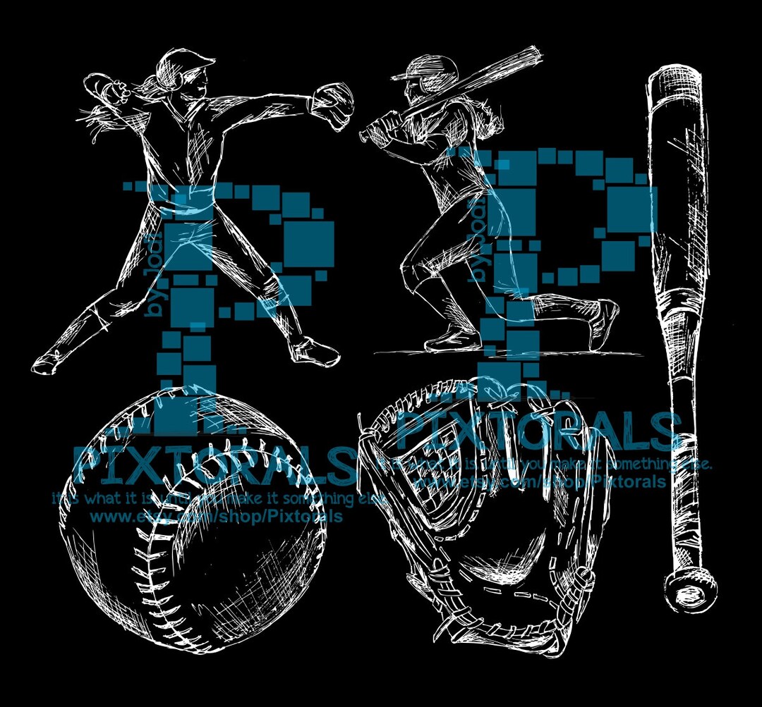 5 Softball Drawings Epsvector Jpeg PNG and PDF Tshirt Etsy