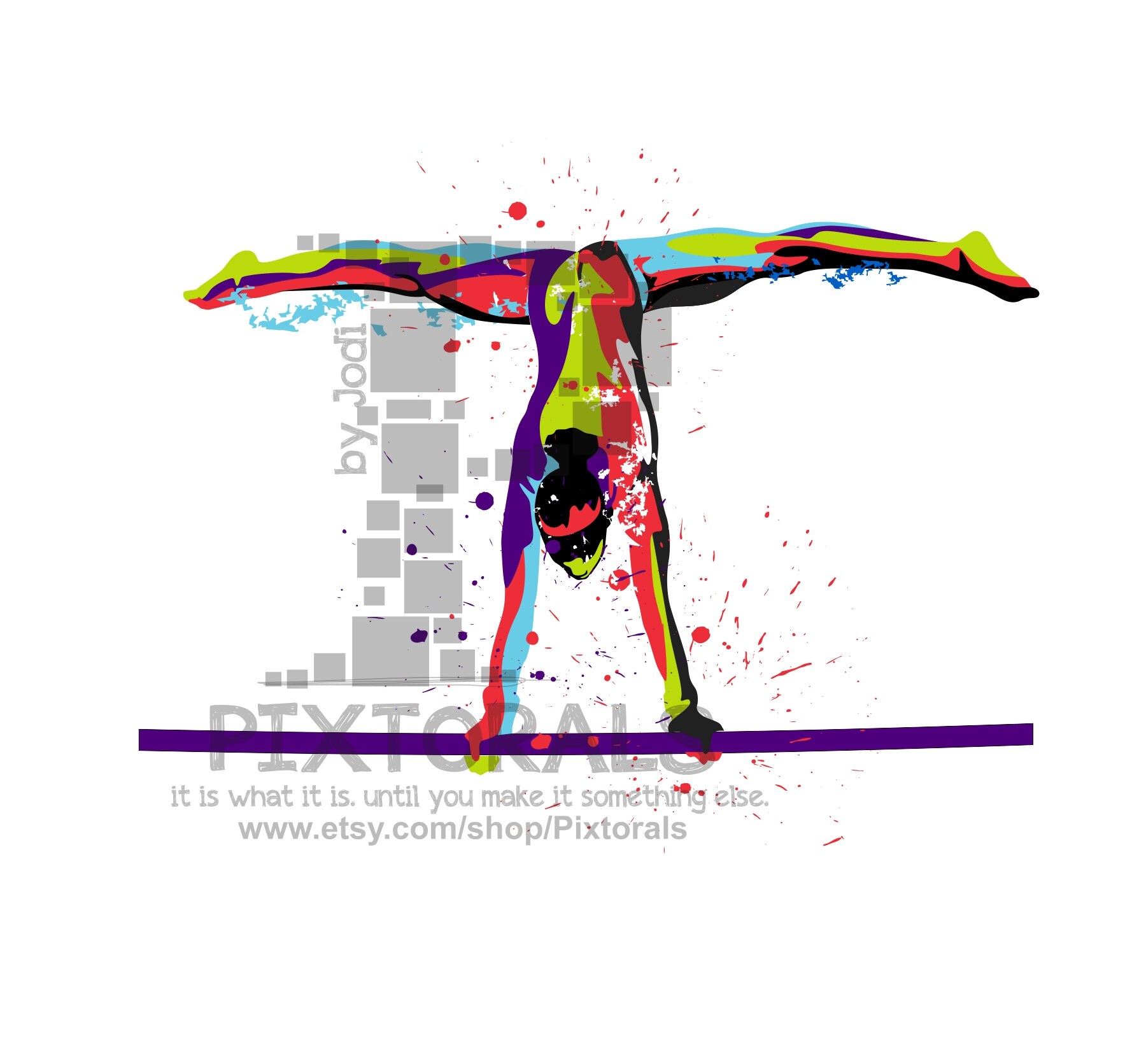 Gymnast Uneven Bars Colorful Eps Pdf and Svg Vector Jpeg Etsy