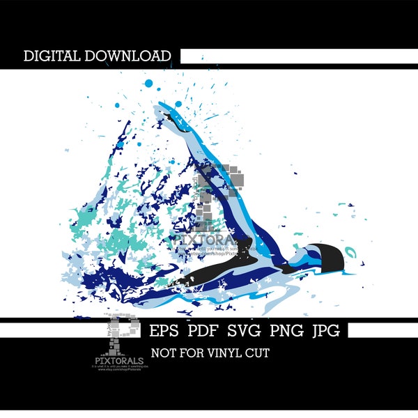 Swimmer, Backstroke, Vector, eps, jpeg, png, svg, pdf, Swim, Clipart, Digital Download, sublimation, screen printing