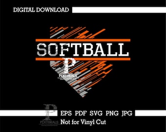 Softball plate design in Orange, Digital Download as vector for apparel, Sports teams