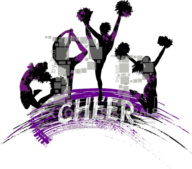 4 Cheerleaders Logo. Line Art EPS file Vector and jpeg png | Etsy