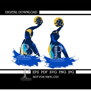 Water Polo set of Male and Female players, Digital download, vector, Clip art, eps, pdf, svg, jpg, png, sublimation, screen printing