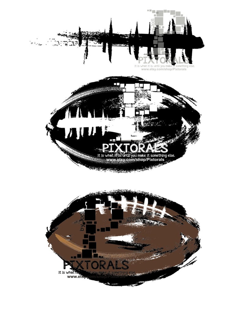3 Football Brush Stroke Vectors Football Clipart as Png Jpg Etsy