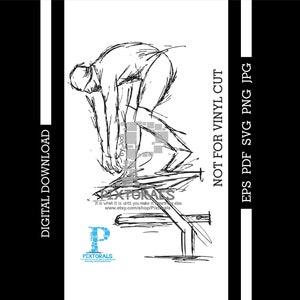 Swimming Starting Block, sketch, digital download, vector, eps, pdf, svg, jpg, png, sublimation, screen printing, dtf