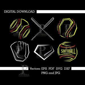 Zestaw wzorów do softballu, pobieranie cyfrowe, softball edgy pdf, eps, svg, dxf, png, jpg, Softball Vector, Softball Clipart, Softball loga