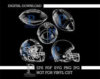 Football drawings, equipment, sketch, digital download, eps, pdf, svg, jpg, png, vector, screen printing, sublimation