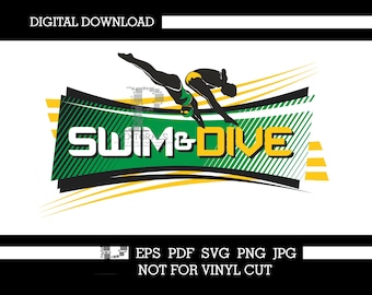 Swim Dive design, team tee, Digital download, vector, Clip art, eps, pdf, svg, jpg, png, sublimation, screen printing