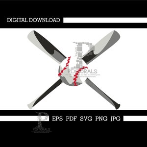 Baseball cross bats design, Digital Download, EPS, PDF, SVG, jpg, png, baseball vector, baseball clipart, Baseball tee design, baseball logo