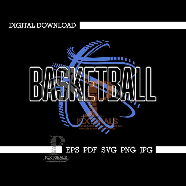 Basketball, Digital Download, eps, svg, pdf, jpg and png, T-shirt Graphics, screen printing, sublimation, Clip Art, Vector Art