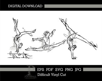 Gymnastics Sketched figure clipart, Gymnastics Vector, Gymnastics Logo, Gymnastics svg, pdf, png, jpg, eps, Gymnastics sketch set