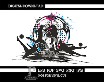Soccer CoED Players design, digital download, clip art, vector, eps, pdf, svg, jpg, png, sublimation, screen print, dtf