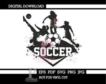 Soccer girls Players design, digital download, clip art, vector, eps, pdf, svg, jpg, png, sublimation, screen print, dtf