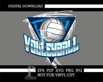 Volleyball logo, digital download, tee design, eps, pdf, svg, jpg, png, clip art, vector, sublimation, screen printing, dtf